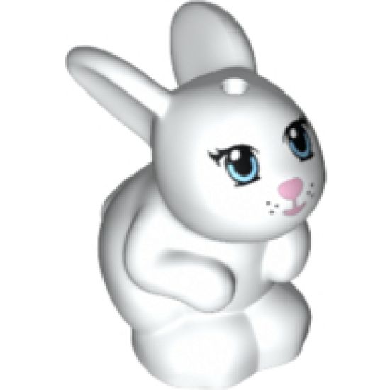 Bunny / Rabbit, Friends, Sitting with Bright Light Blue Eyes, Bright Pink Nose and Mouth and Black Whisker Dots Pattern (Daisy)