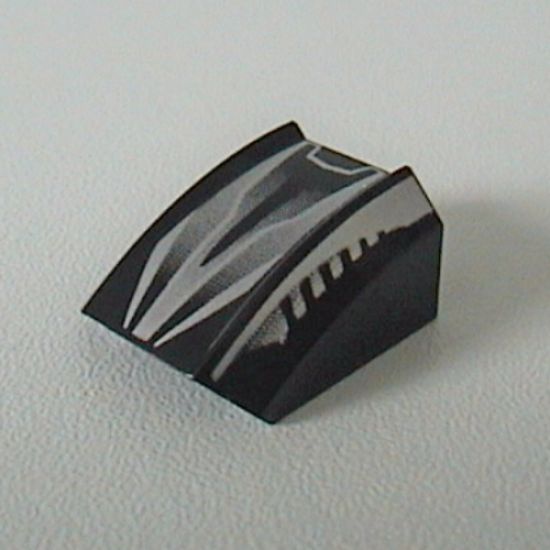 Slope, Curved 2 x 2 Lip with Sleek Silver and Black Pattern