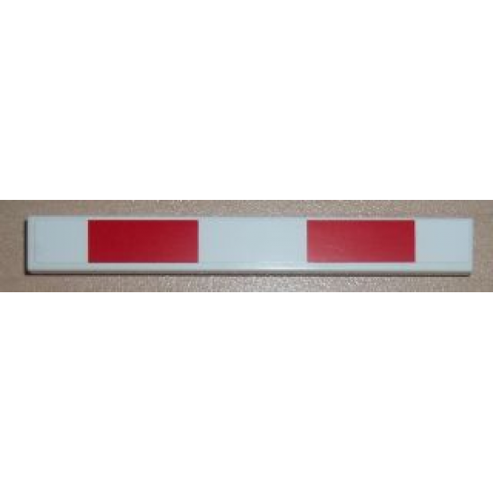 Tile 1 x 8 with Red and White Crossbar 2 Red Stripes Pattern (Sticker) - Set 7936