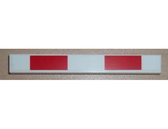 Tile 1 x 8 with Red and White Crossbar 2 Red Stripes Pattern (Sticker) - Set 7936