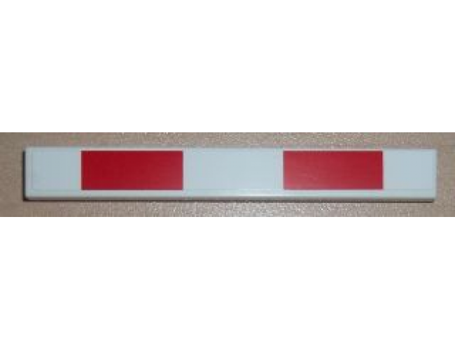 Tile 1 x 8 with Red and White Crossbar 2 Red Stripes Pattern (Sticker) - Set 7936