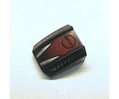 Slope, Curved 2 x 2 Lip with Silver and Red with Circle Pattern