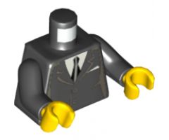 Torso Suit with 2 Buttons, Gray Sides, Gray Centerline and Tie Pattern / Black Arms / Yellow Hands