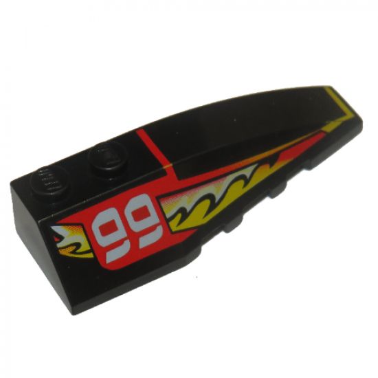 Wedge 6 x 2 Right with Red/Yellow/White Flame Pattern and 99 Pattern