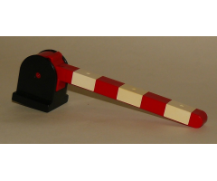 Duplo, Train Crossing Gate Base with Red Duplo, Train Crossing Gate Crossbar with Small Handle with White Stripes Pattern (6405 / 6406bpb01)