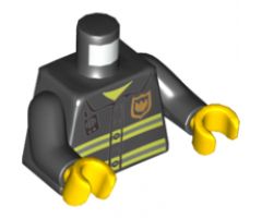 Torso Fire Uniform Badge and Stripes Pattern with Radio / Black Arms / Yellow Hands