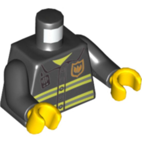 Torso Fire Uniform Badge and Stripes Pattern with Radio / Black Arms / Yellow Hands