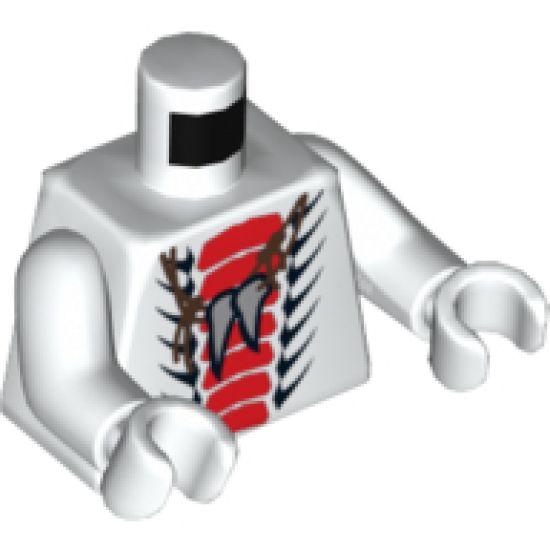 Torso Ninjago Snake Tooth Necklace and Red and Black Scales Pattern / White Arms / White Hands