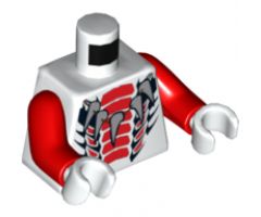 Torso Ninjago Snake Five Tooth Necklace with Expanded Red and Black Scales Pattern / Red Arms / White Hands