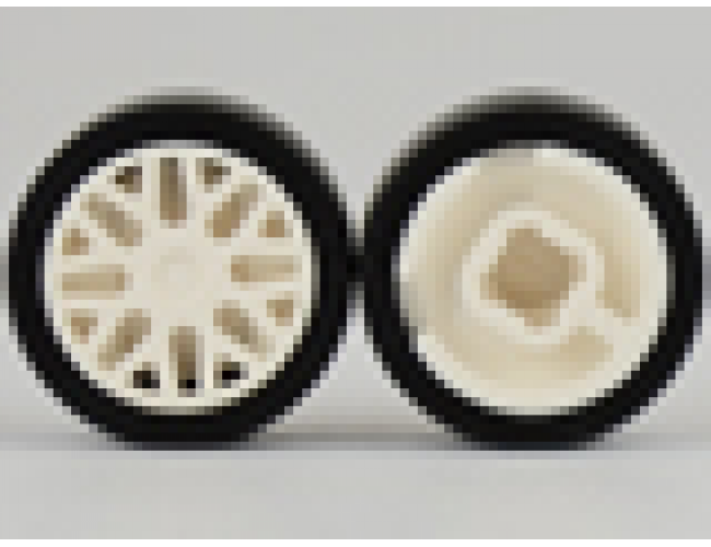 Wheel & Tire Assembly 11mm D. x 6mm with 8 'Y' Spokes with Black Tire 14mm D. x 6mm Solid Smooth (93595 / 50945)