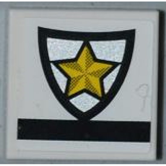 Tile 2 x 2 with Police Yellow Star Badge Pattern (Sticker) - Set 8186