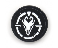 Tile, Round 2 x 2 with Bottom Stud Holder with White Bone Skull Pattern (Sticker) - Set 70655