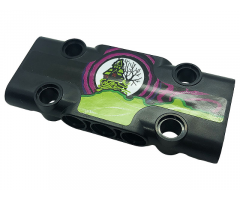 Technic, Panel Plate 3 x 7 x 1 with Black House and Tree, Lime Roof and Magenta Circles Pattern Model Left Side (Sticker) - Set 42118