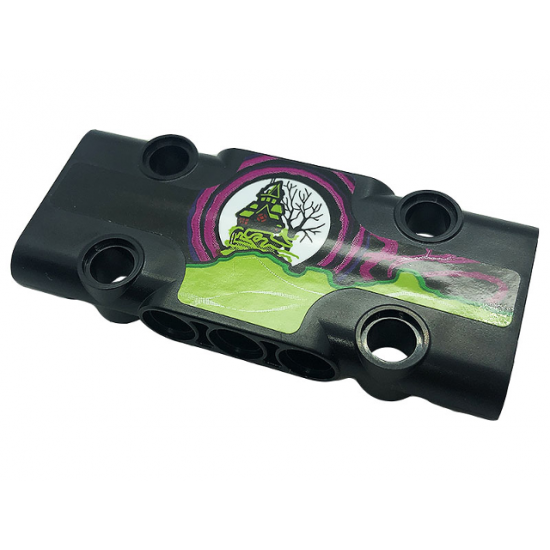 Technic, Panel Plate 3 x 7 x 1 with Black House and Tree, Lime Roof and Magenta Circles Pattern Model Left Side (Sticker) - Set 42118