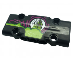Technic, Panel Plate 3 x 7 x 1 with Black House and Tree, Lime Roof and Magenta Circles Pattern Model Right Side (Sticker) - Set 42118