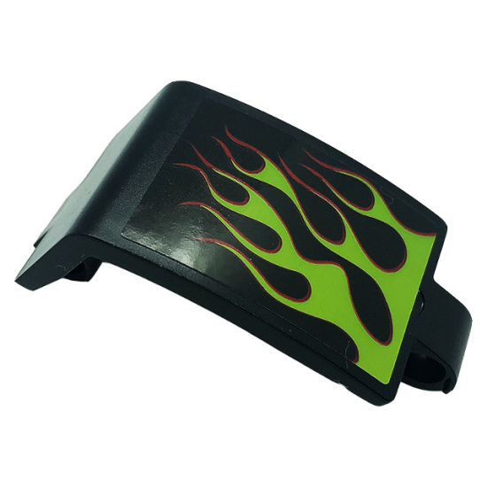 Technic, Panel Curved 3 x 5 x 3 with Lime Flames Pattern Model Left Side (Sticker) - Set 42118