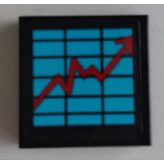 Tile 2 x 2 with Stock Exchange Graph with Red Arrow Pattern (Sticker) - Set 60102