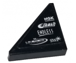 Tile, Modified 2 x 2 Triangular with 'NGK', 'Elbach', 'ENDLESS', 'L.M. Granetti' and 'SWP' Pattern Model Left Side (Sticker) - Set 75885