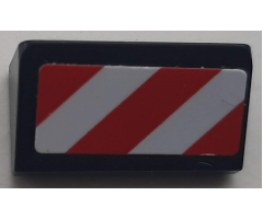 Slope 30 1 x 2 x 2/3 with Red and White Danger Stripes Pattern Model Left Side (Sticker) - Set 60183