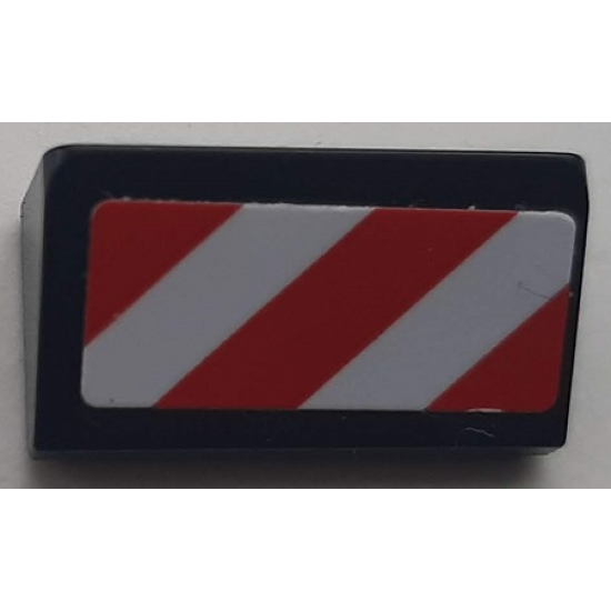 Slope 30 1 x 2 x 2/3 with Red and White Danger Stripes Pattern Model Left Side (Sticker) - Set 60183