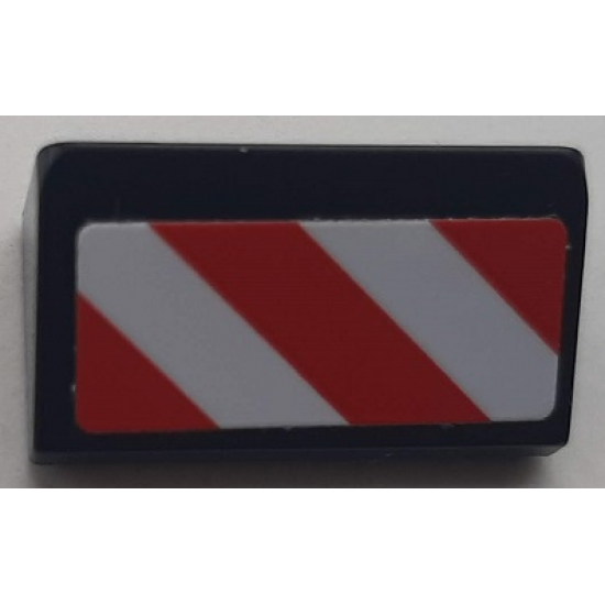 Slope 30 1 x 2 x 2/3 with Red and White Danger Stripes Pattern Model Right Side (Sticker) - Set 60183