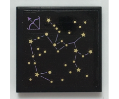 Tile 2 x 2 with Gold Star Constellation Pattern (Sticker) - Set 41196