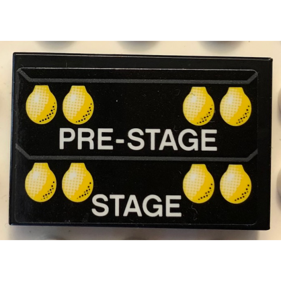 Tile 2 x 3 with White 'PRE-STAGE' and 'STAGE', Yellow Lights Pattern (Sticker) - Set 42103