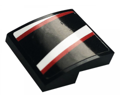 Slope, Curved 2 x 2 with Black, Red and White Stripes Pattern Model Left Side (Sticker) - Set 76896