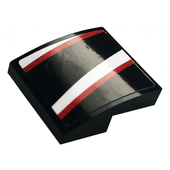 Slope, Curved 2 x 2 with Black, Red and White Stripes Pattern Model Left Side (Sticker) - Set 76896