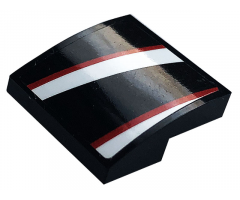 Slope, Curved 2 x 2 with Black, Red and White Stripes Pattern Model Right Side (Sticker) - Set 76896