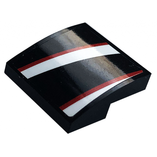 Slope, Curved 2 x 2 with Black, Red and White Stripes Pattern Model Right Side (Sticker) - Set 76896