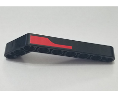 Technic, Liftarm 1 x 9 Bent (7 - 3) Thick with Red Stripe Pattern Model Right Side (Sticker) - Set 8167