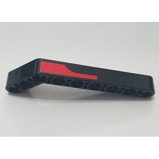 Technic, Liftarm 1 x 9 Bent (7 - 3) Thick with Red Stripe Pattern Model Right Side (Sticker) - Set 8167