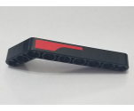 Technic, Liftarm 1 x 9 Bent (7 - 3) Thick with Red Stripe Pattern Model Left Side (Sticker) - Set 8167