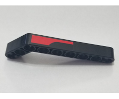 Technic, Liftarm 1 x 9 Bent (7 - 3) Thick with Red Stripe Pattern Model Left Side (Sticker) - Set 8167