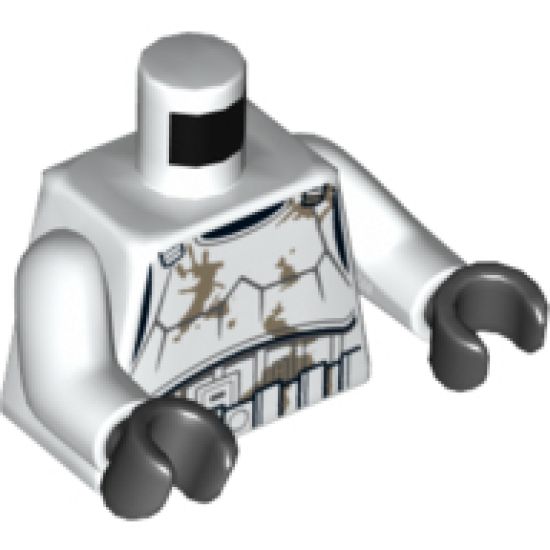 Torso SW Armor Stormtrooper, Detailed Armor, Dirt Stains Pattern / White Arms / Black Hands