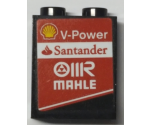 Panel 1 x 2 x 2 with Side Supports - Hollow Studs with Shell Logo, 'V-Power', 'Santander' and 'MAHLE' Pattern Model Left Side (Sticker) - Set 75879