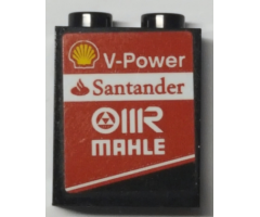 Panel 1 x 2 x 2 with Side Supports - Hollow Studs with Shell Logo, 'V-Power', 'Santander' and 'MAHLE' Pattern Model Left Side (Sticker) - Set 75879