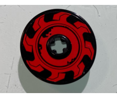 Technic, Disk 3 x 3 with red Circular Saw Blade Pattern Model Left Side (Sticker) - Set 70639