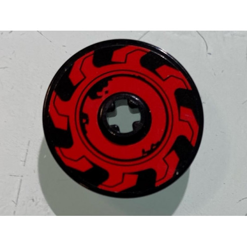 Technic, Disk 3 x 3 with red Circular Saw Blade Pattern Model Left Side (Sticker) - Set 70639