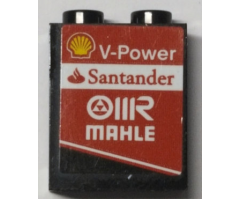 Panel 1 x 2 x 2 with Side Supports - Hollow Studs with Shell Logo, 'V-Power', 'Santander' and 'MAHLE' Pattern Model Right Side (Sticker) - Set 75879