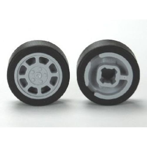 Wheel & Tire Assembly 11mm D. x 6mm with 8 Spokes with Black Tire 14mm D. x 6mm Solid Smooth (93593 / 50945)