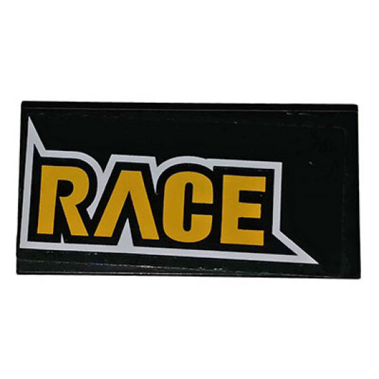 Tile 2 x 4 with Yellow 'RACE' Pattern (Sticker) - Set 60144