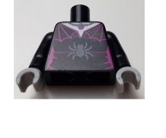 Torso Female Outline with Magenta Spider Web Trim, Necklace and Dark Bluish Gray Spider Pattern / Black Arms / Light Bluish Gray Hands