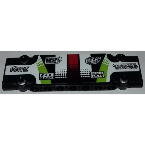 Technic, Panel Plate 3 x 11 x 1 with Sponsorship Logos on Black, Lime, Red and White Pattern (Sticker) - Set
