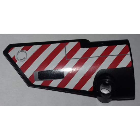 Technic, Panel Fairing # 3 Small Smooth Long, Side A with Red and White Danger Stripes Pattern (Sticker) - Set 9395