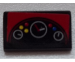 Slope 30 1 x 2 x 2/3 with 3 Gauges and Blue, Red and Yellow Buttons Pattern (Sticker) - Set 75876