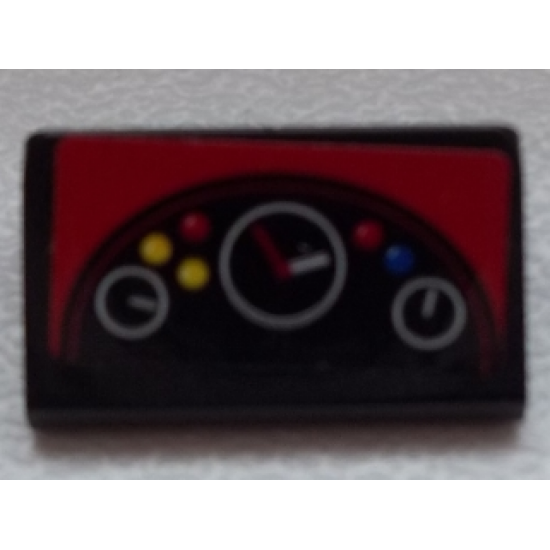 Slope 30 1 x 2 x 2/3 with 3 Gauges and Blue, Red and Yellow Buttons Pattern (Sticker) - Set 75876
