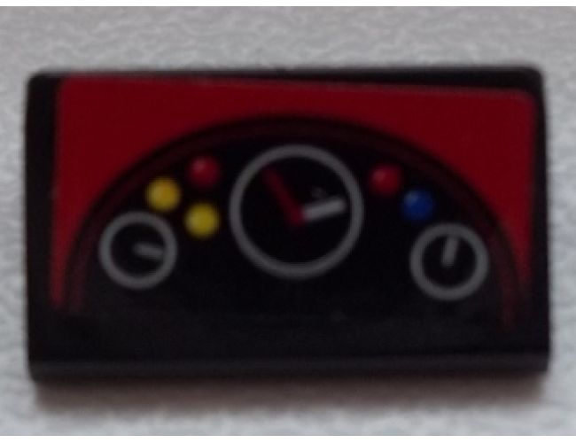Slope 30 1 x 2 x 2/3 with 3 Gauges and Blue, Red and Yellow Buttons Pattern (Sticker) - Set 75876