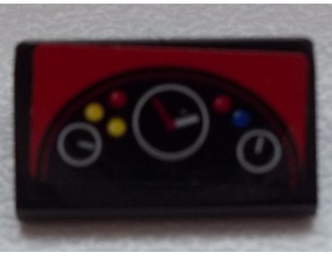 Slope 30 1 x 2 x 2/3 with 3 Gauges and Blue, Red and Yellow Buttons Pattern (Sticker) - Set 75876